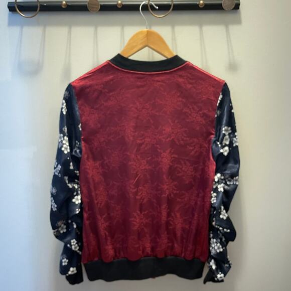 Disney Princess Mulan Bomber Jacket | Red Satin Floral Embroidered, Small EUC - Picture 4 of 6